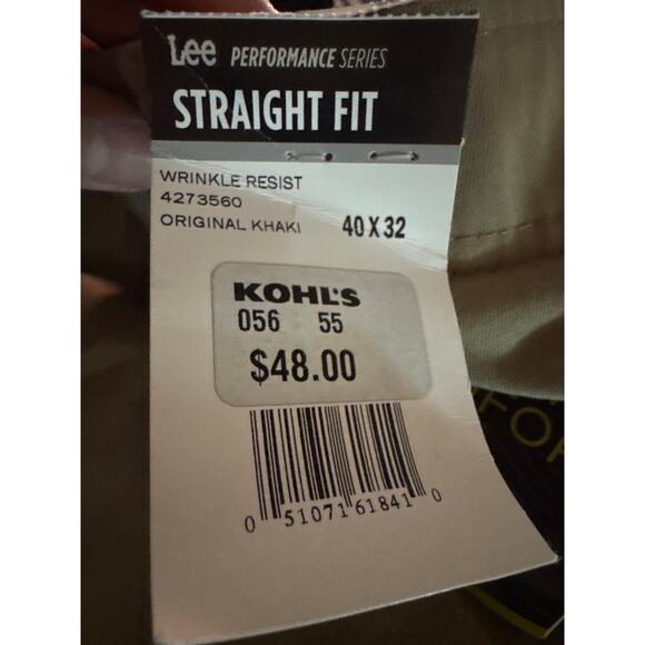 Brand New Lee Men's Size 40x32 Straight Fit Extreme Flex Chino Pants Ankle - Picture 8 of 14